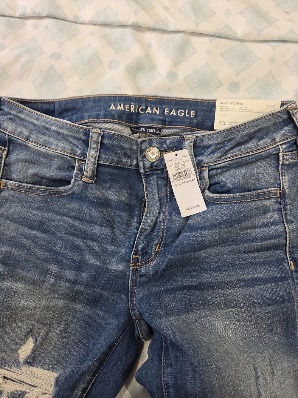 American Eagle Outfitters Distressed Blue Stretch Jeggings